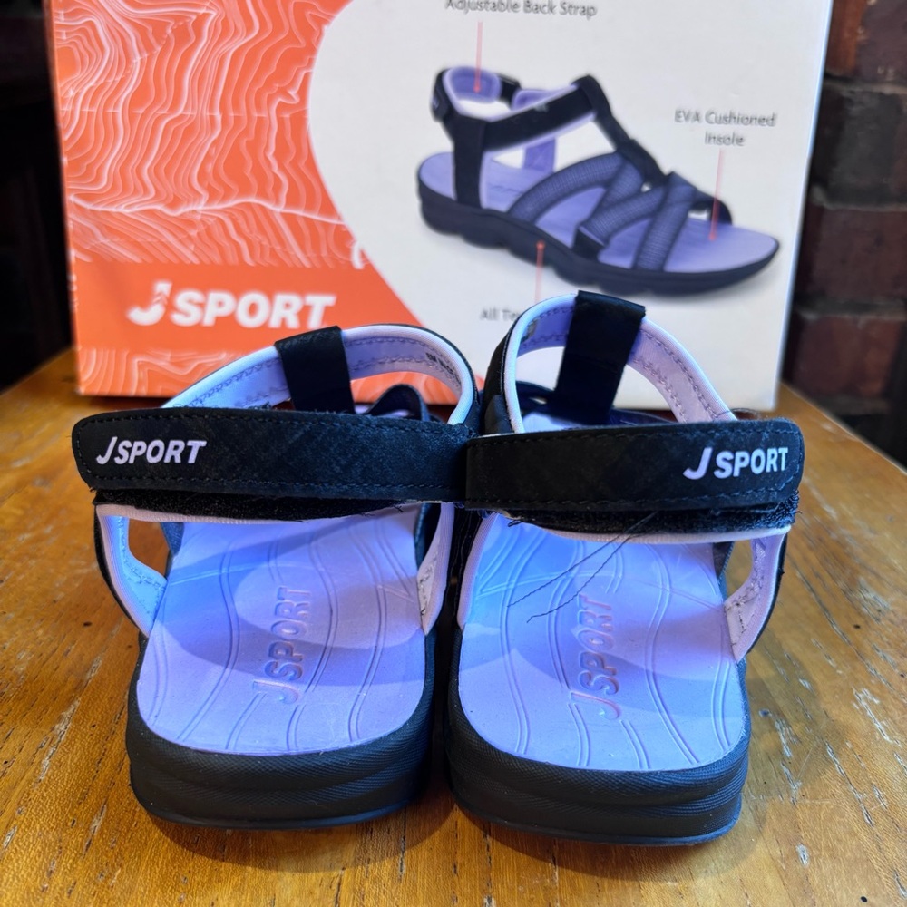 JSport womens Kaia strappy cushioned walking hiking sandals purple/black 8 - Picture 3 of 6